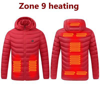 2021 NWE Men Winter Warm USB Heating Jackets Smart Thermostat Pure Color Hooded Heated Clothing Waterproof Warm Jackets