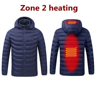 2021 NWE Men Winter Warm USB Heating Jackets Smart Thermostat Pure Color Hooded Heated Clothing Waterproof  Warm Jackets