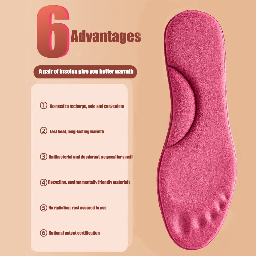 Self Heated Thermal Insoles for Feet Warm Memory Foam Arch Support Insoles for Women Winter Sports Shoes Self-heating Shoe Pads