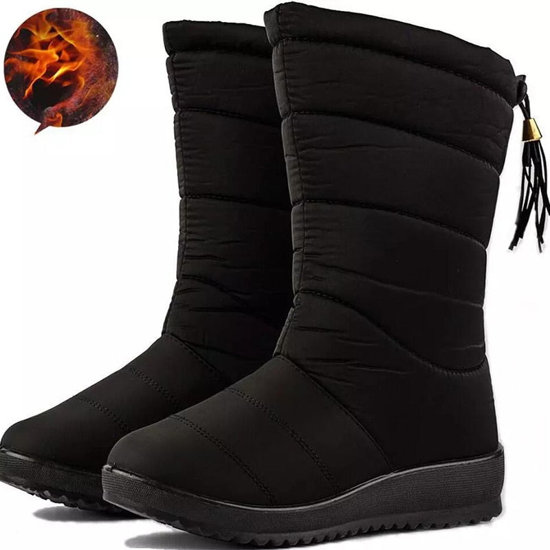 Winter Boots Women Mid-Calf Waterproof Snow Boots Warm Fur Female Boots Winter Shoes Woman Footwear Chaussures