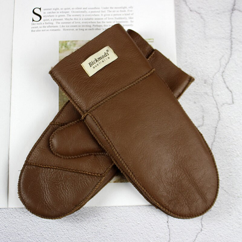 Sheepskin Fur Mittens Women&#39;s Leather Wool Color Winter Warmth Thickening Outdoor Cold-Proof Boy Student Windproof Gloves