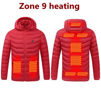 2021 NWE Men Winter Warm USB Heating Jackets Smart Thermostat Pure Color Hooded Heated Clothing Waterproof  Warm Jackets